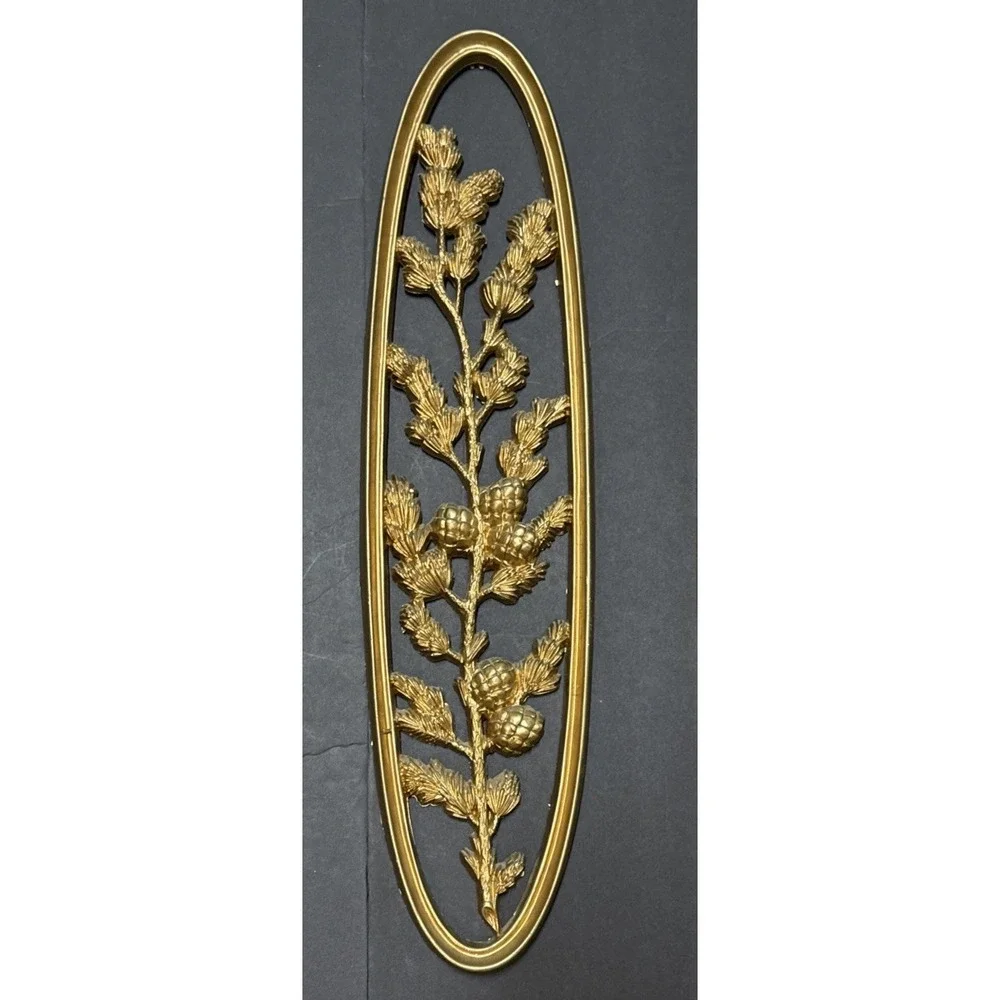 Vintage Burwood Four Seasons Floral Wall Plaques Set 4 Gold MCM 21.5